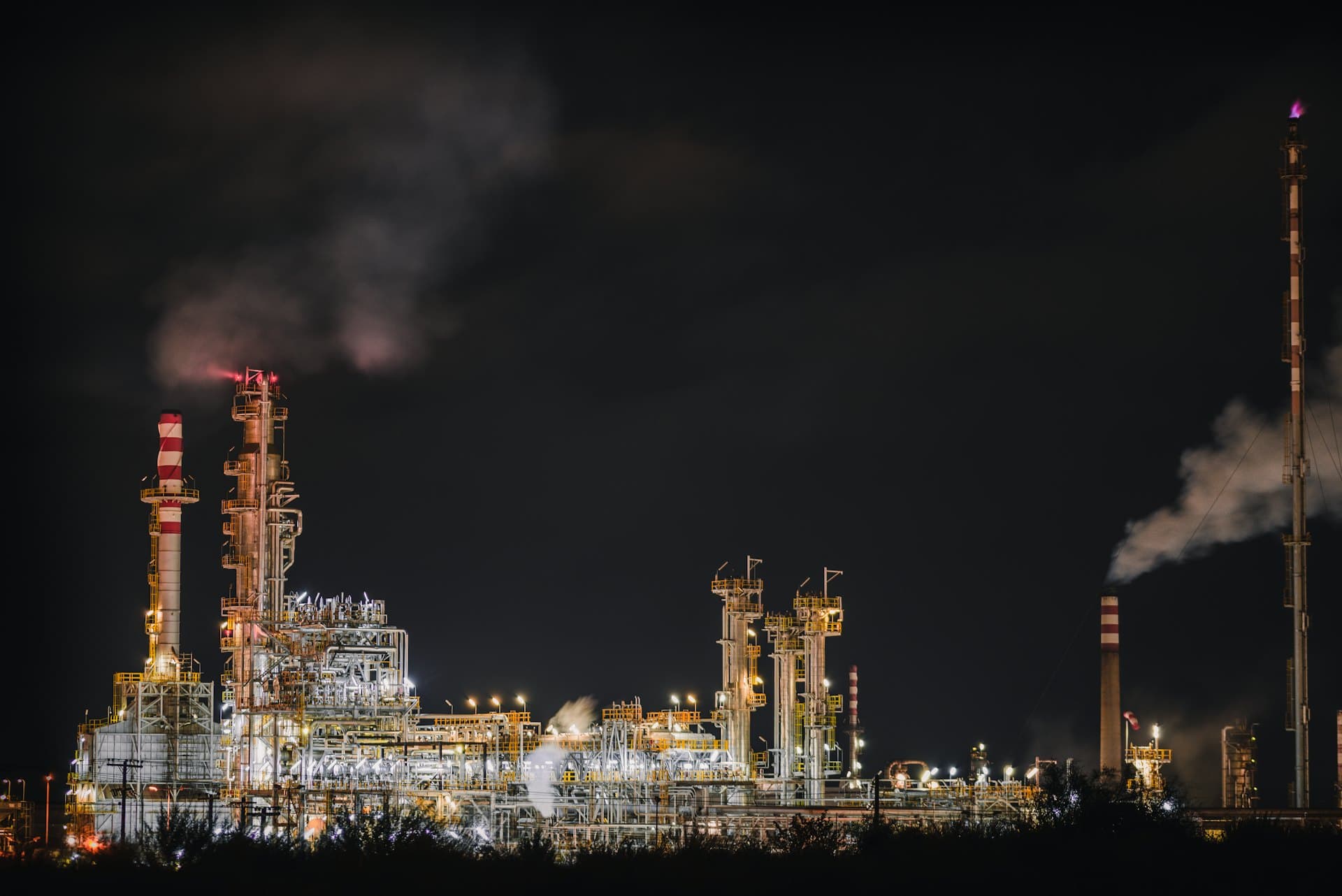 Fuel storage tank farm at dusk